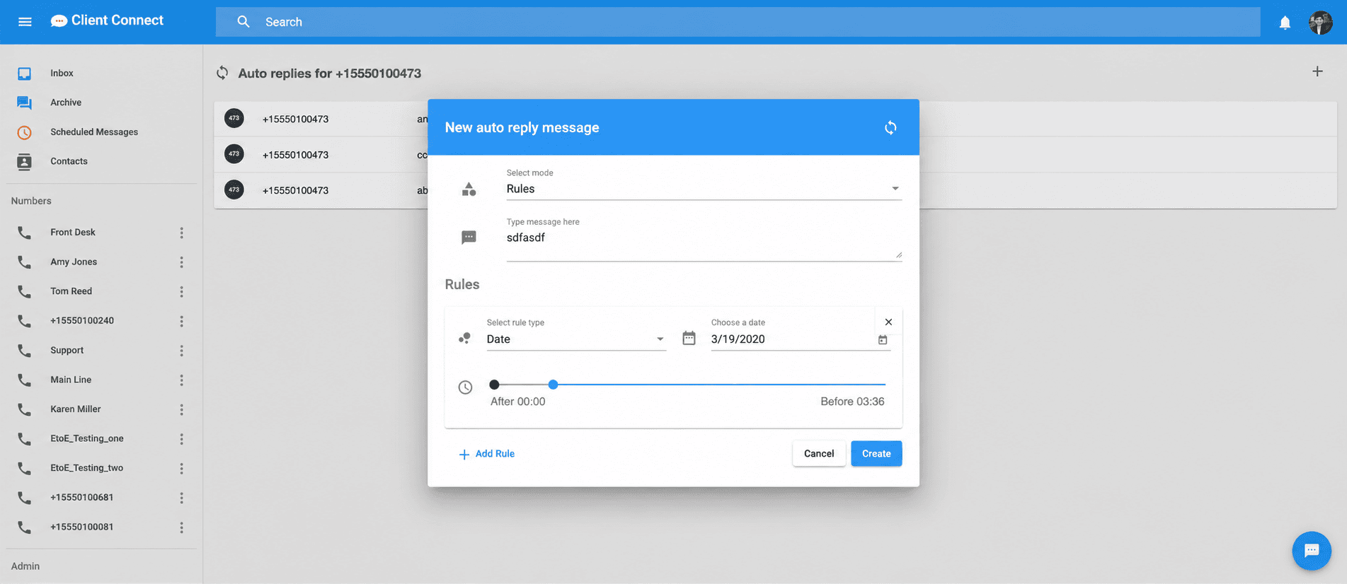 Rule-based auto-reply builder